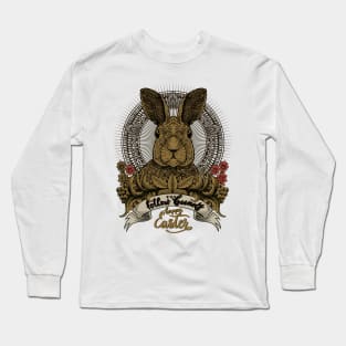 Happy Easter Illustration Rabbit Tattoo Graphic Tee Casual T-Shirt Long Sleeve T-Shirt